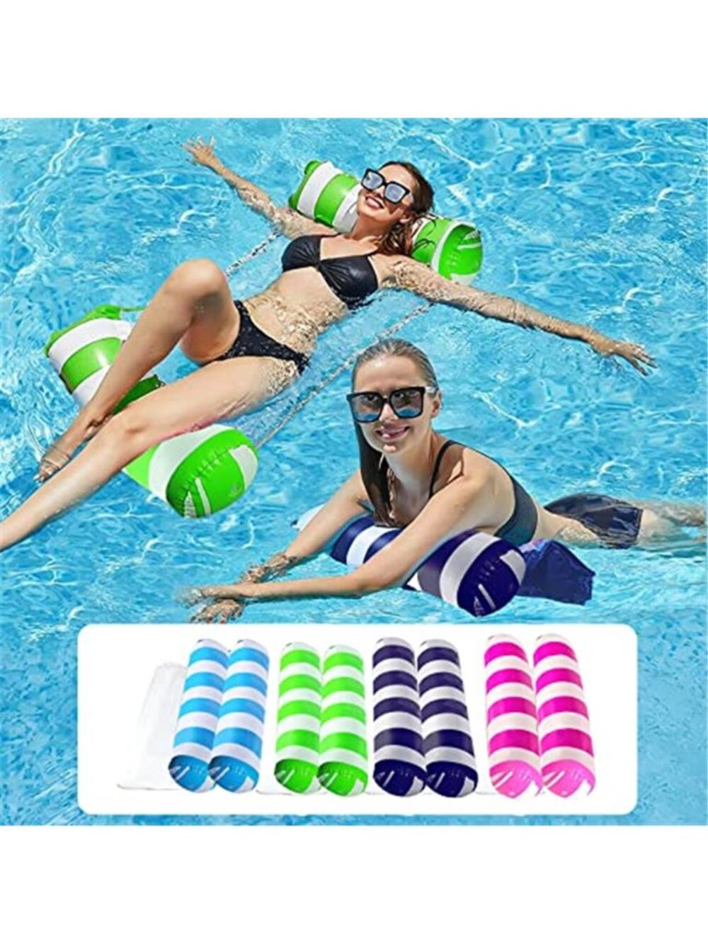 4 Pack Pool Floats Inflatable Hammock Saddle Lounge Chair Drifter Water Float